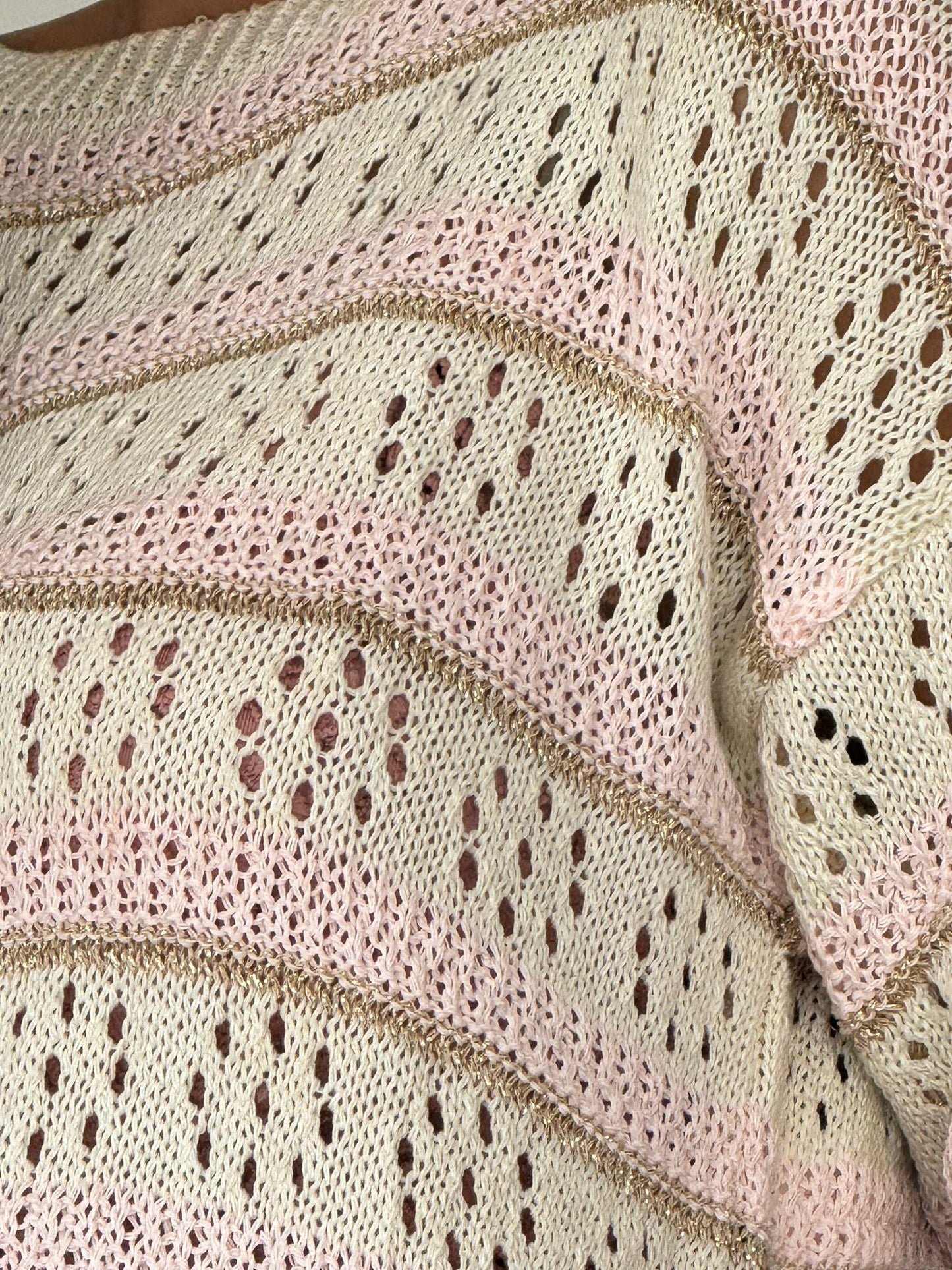 Pull crochet striped light pink