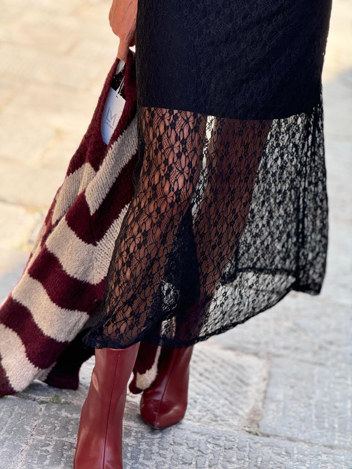 Pull Soraya burgundy striped