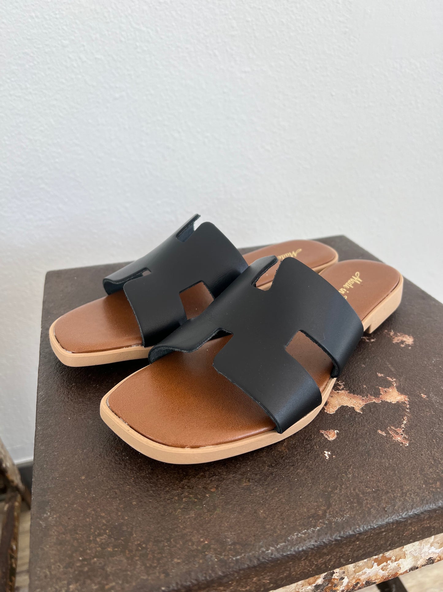 Slipper H leather black