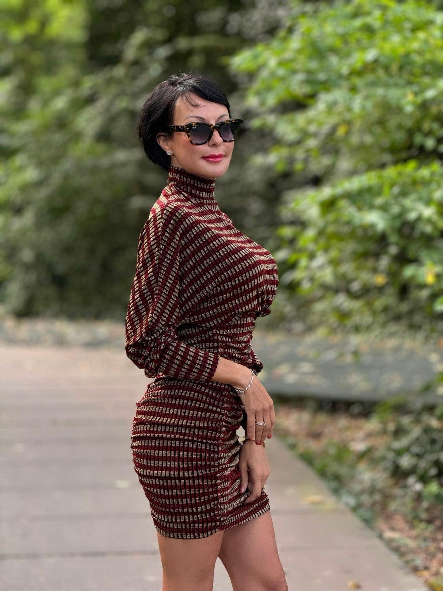 Dress Vivienne striped burgundy