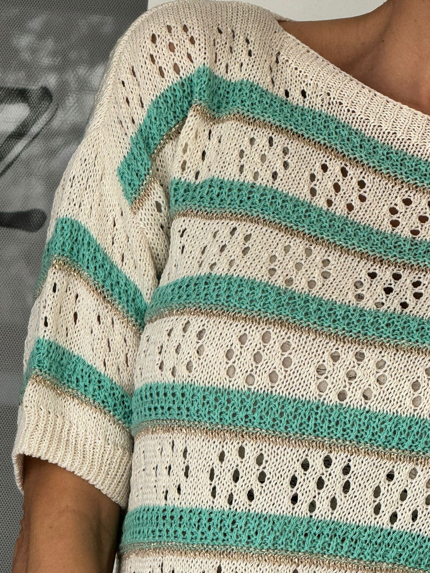 Pull crochet striped green