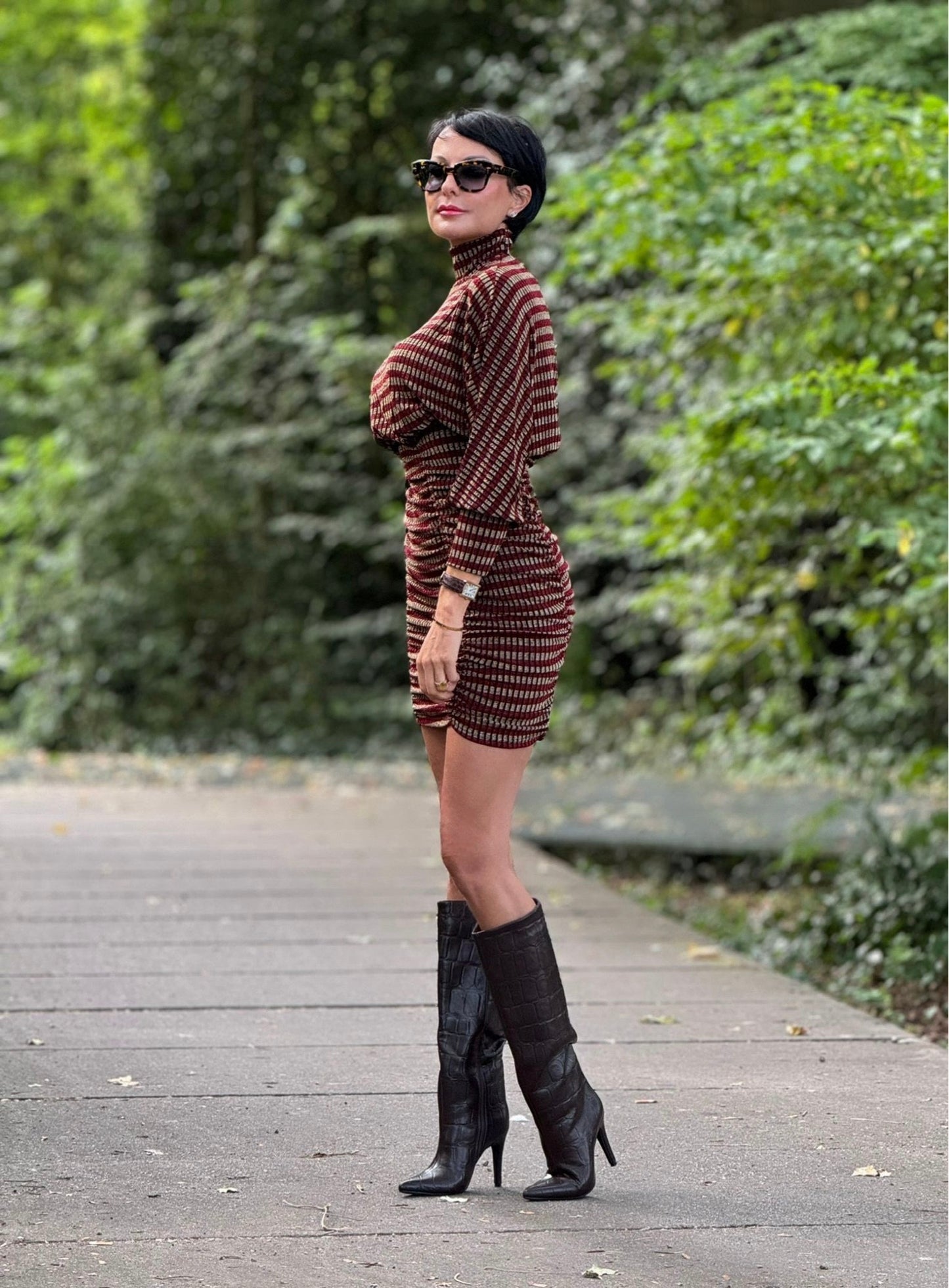 Dress Vivienne striped burgundy