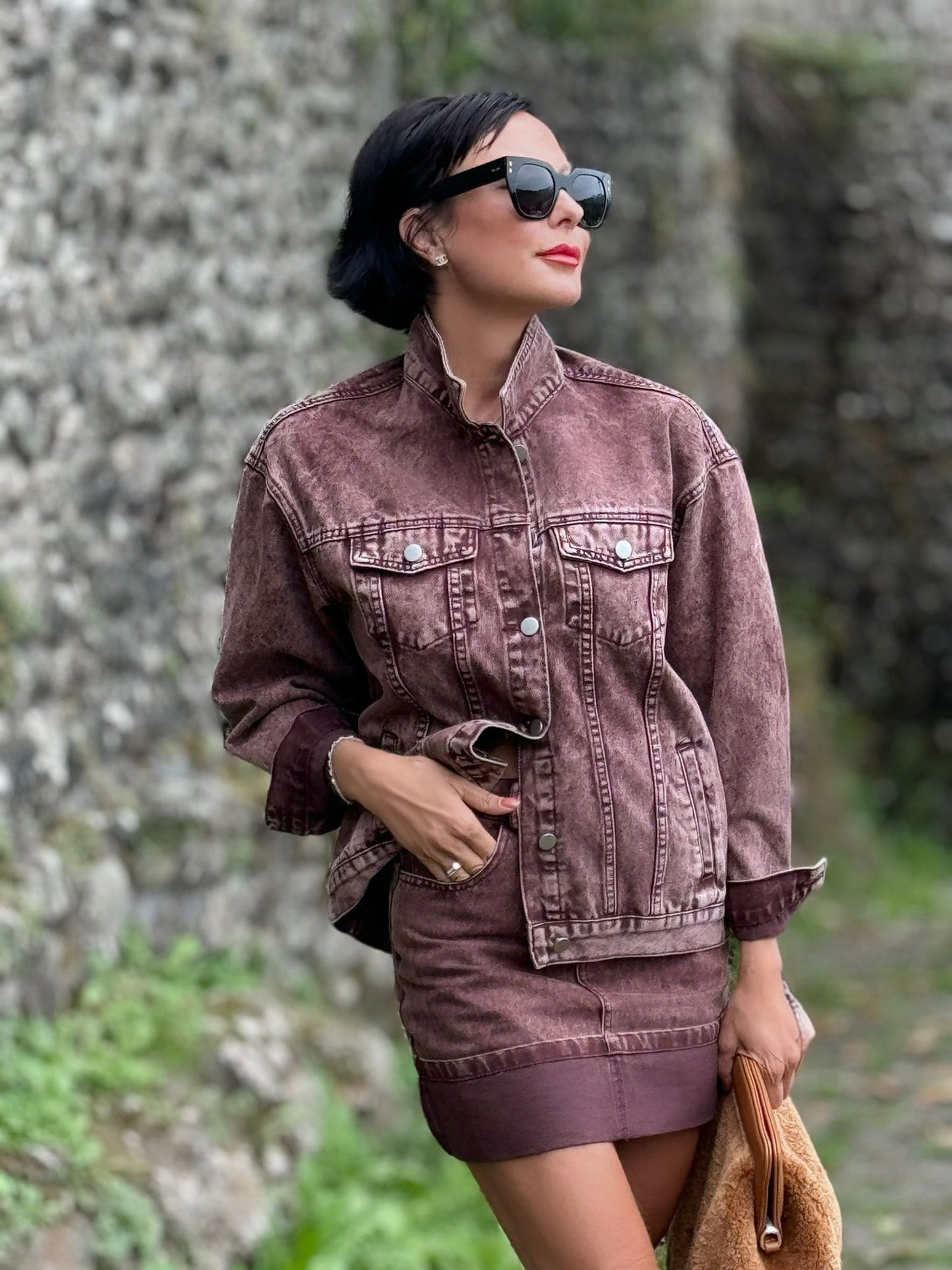 Jacket Alva burgundy jeans