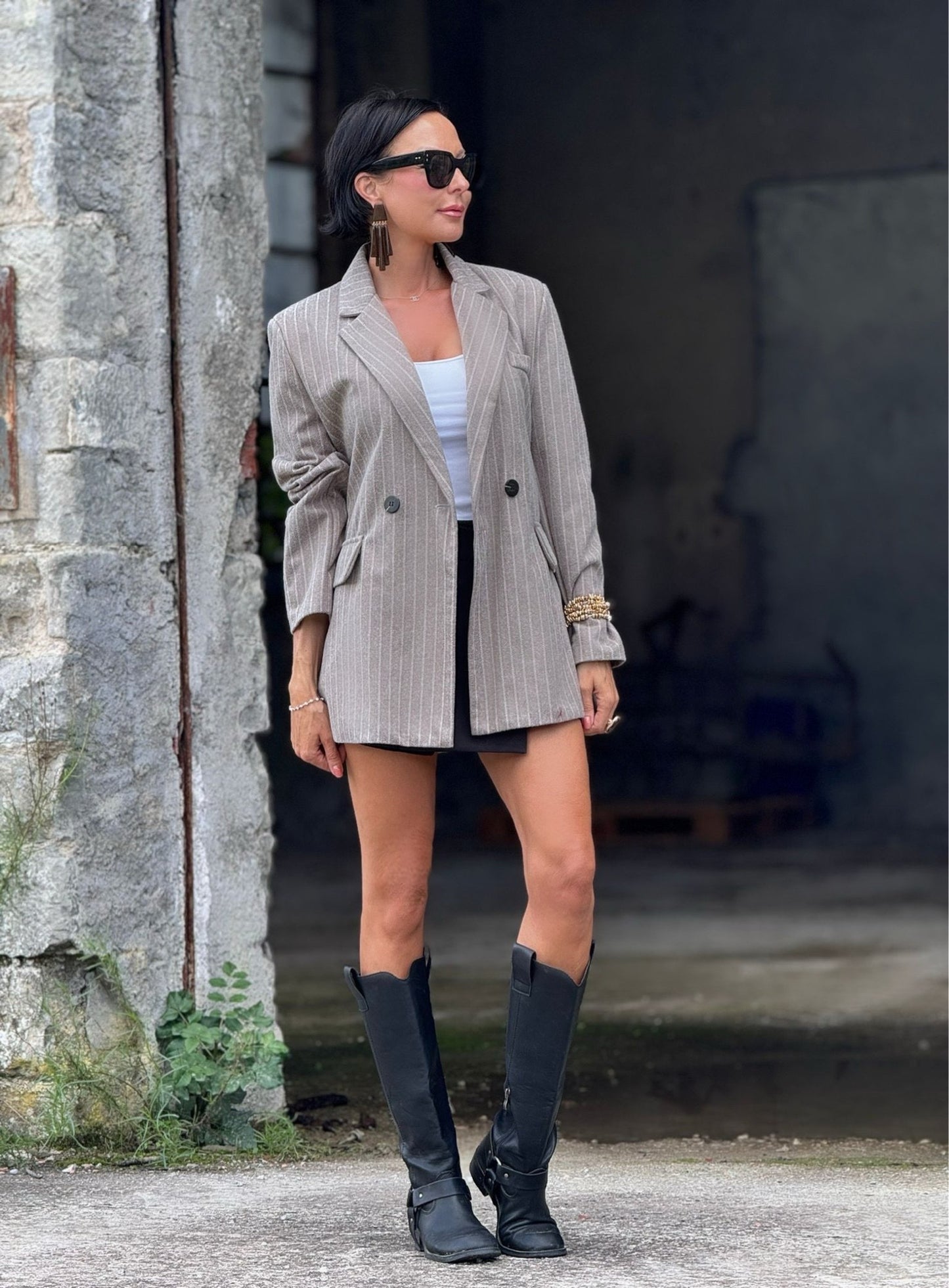 Blazer Maris striped light grey