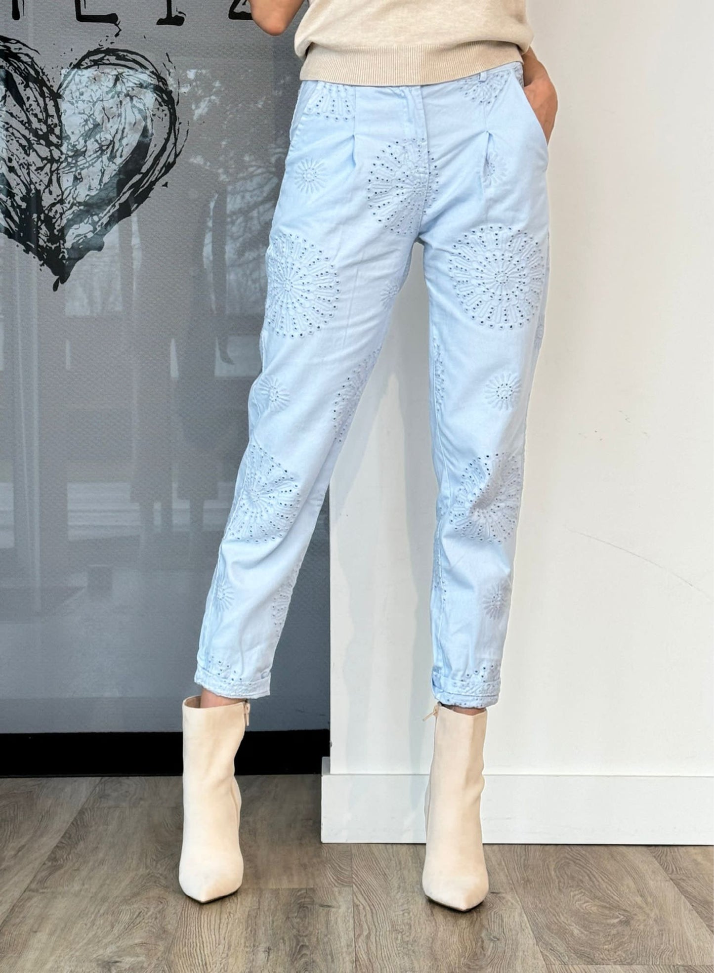 Pants broderie blue