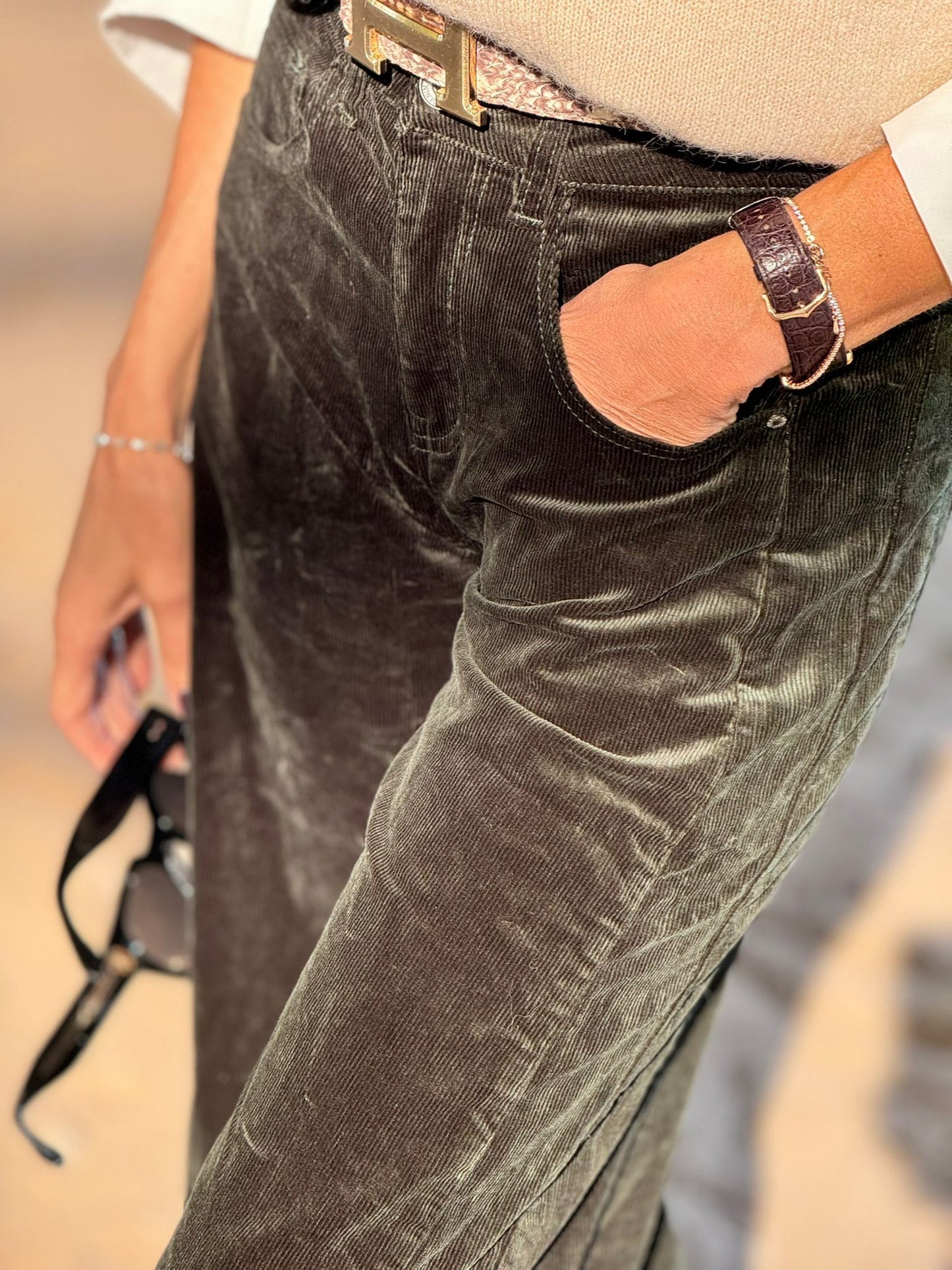 Pants Raven corduroy green