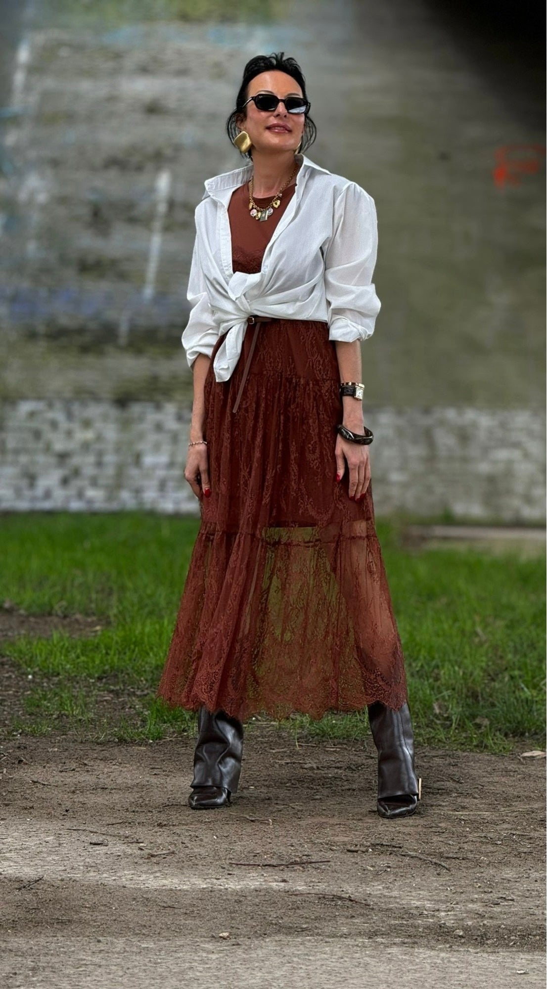 Dress Dusty lace + belt