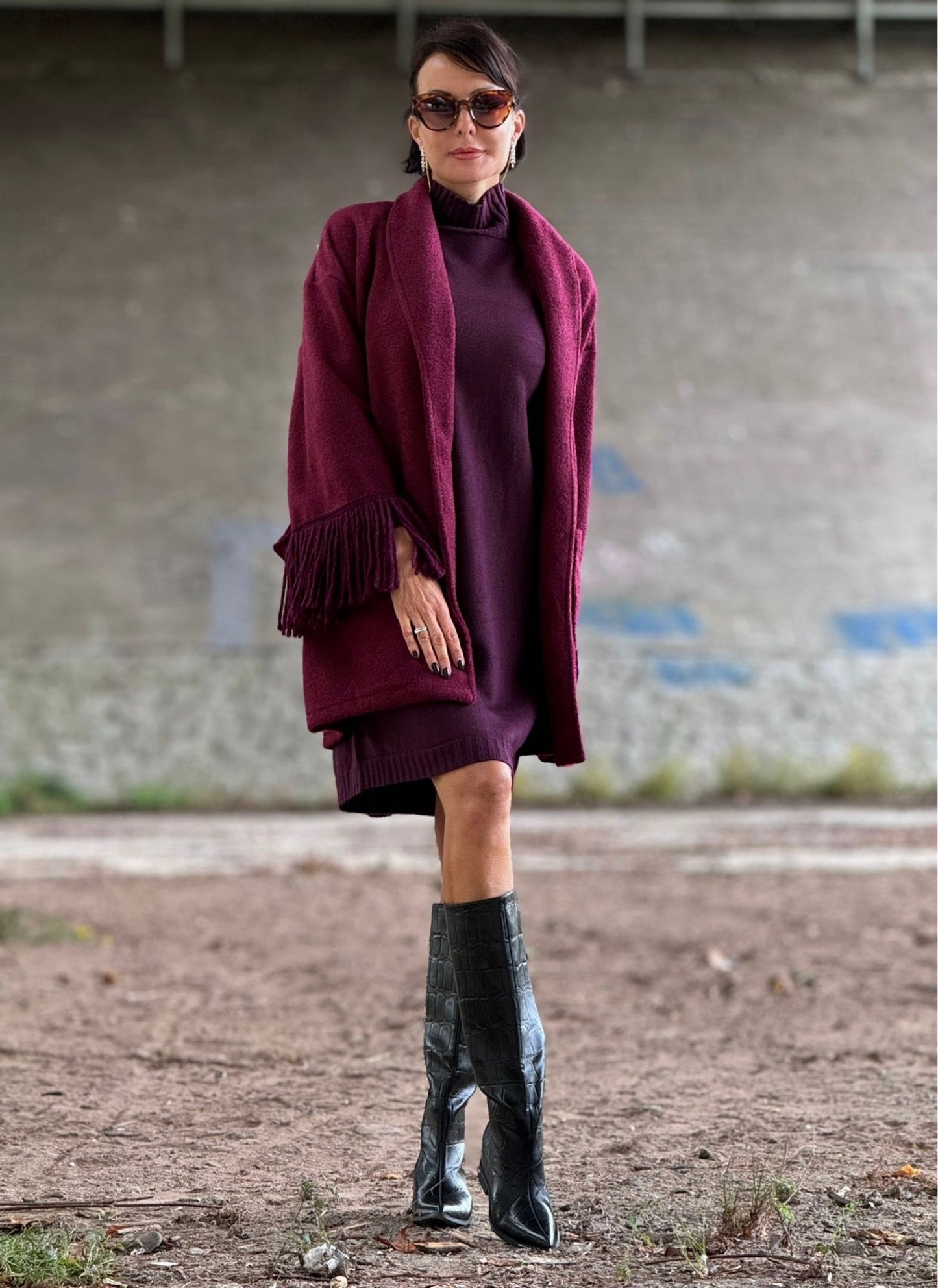 Jacket Noor fringes burgundy