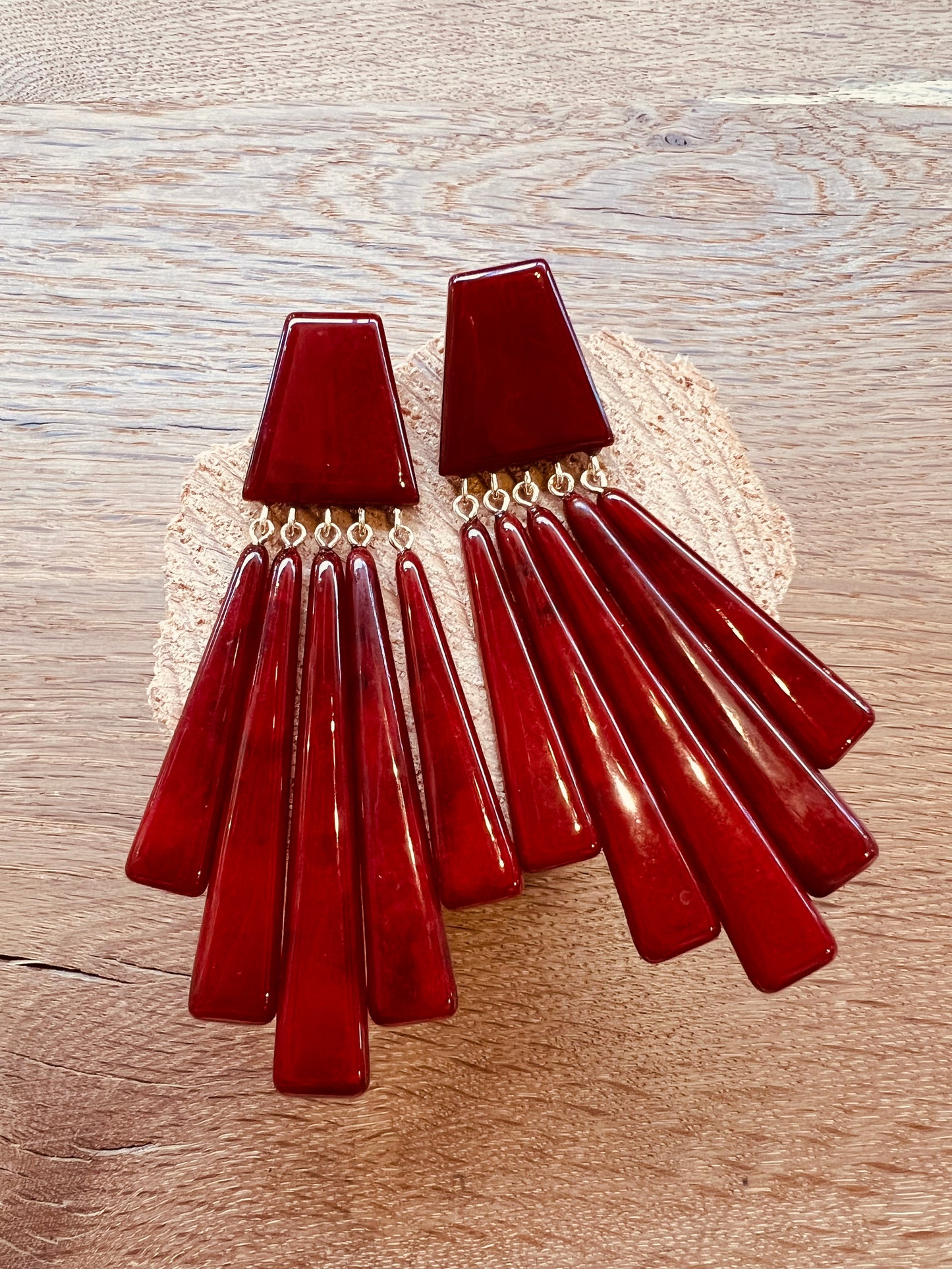 Earrings trapeze burgundy
