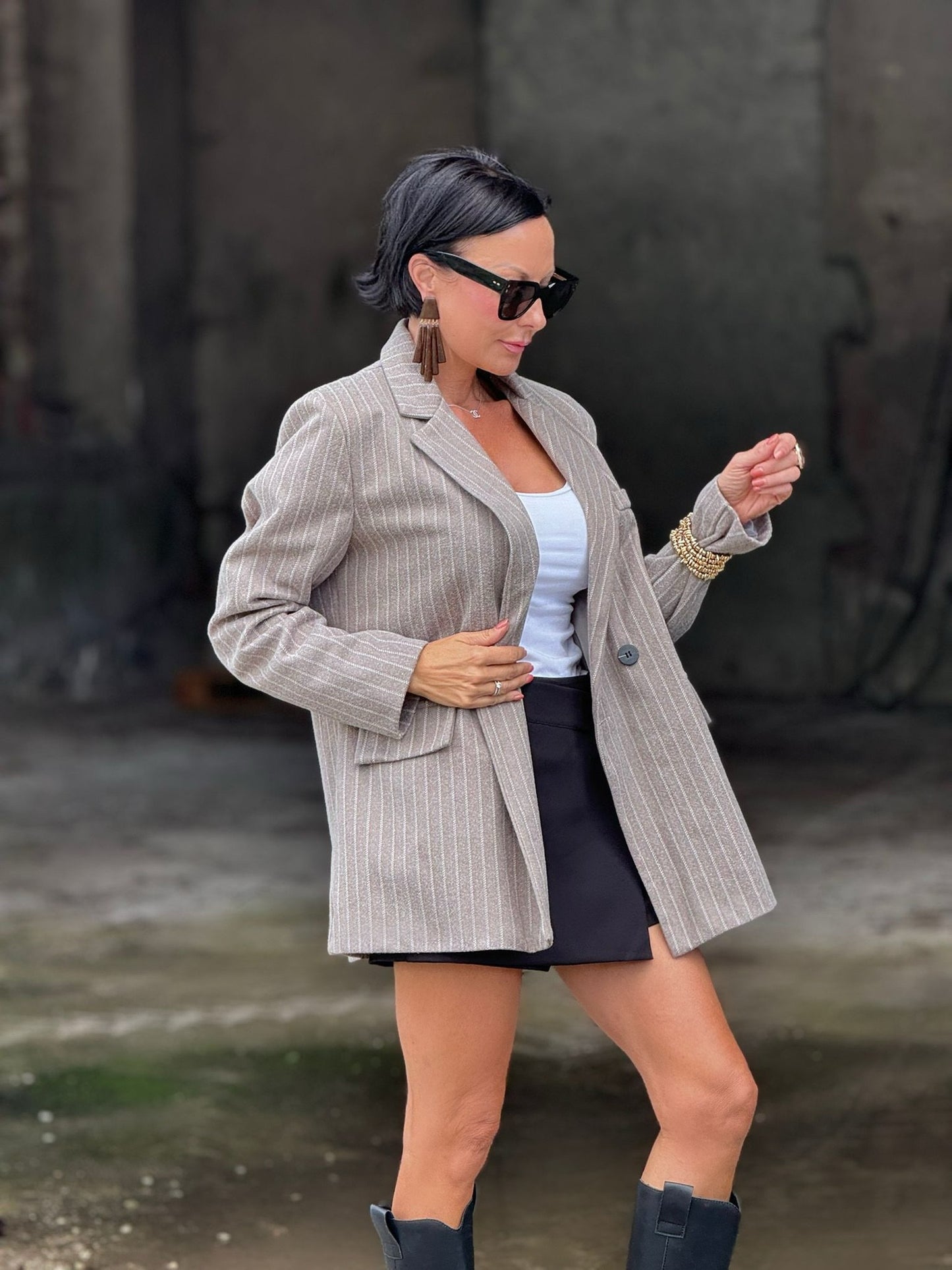 Blazer Maris striped light grey