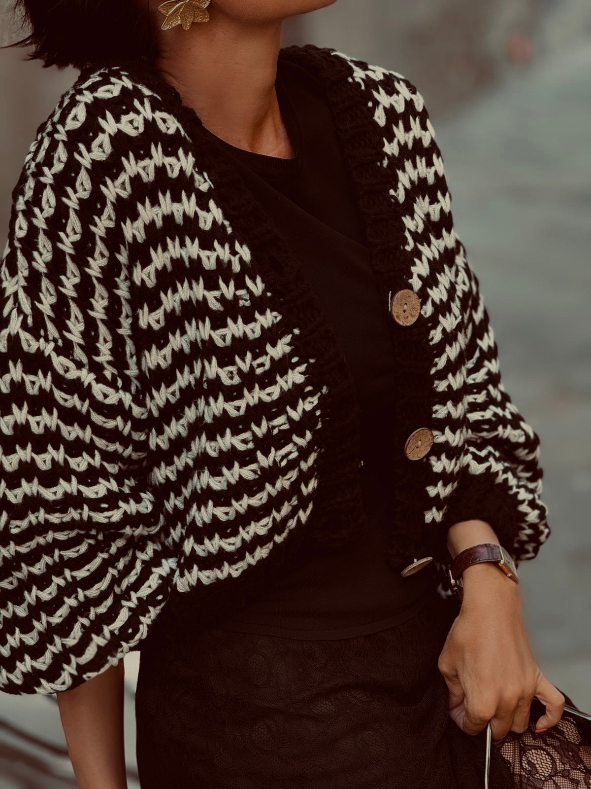 Cardigan Tawny BL/W