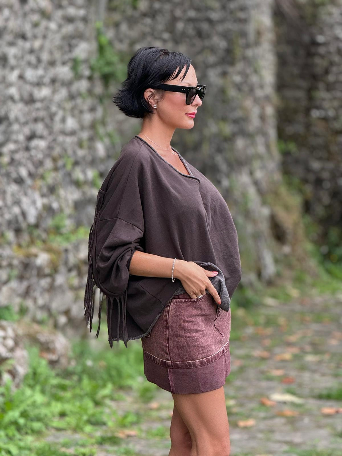 Skirt Alva burgundy jeans