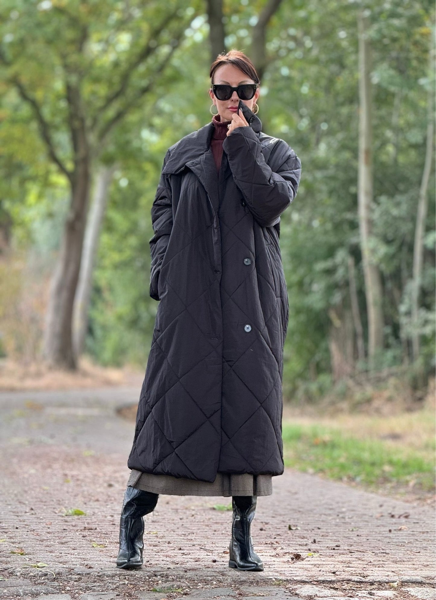 Coat puffer long black