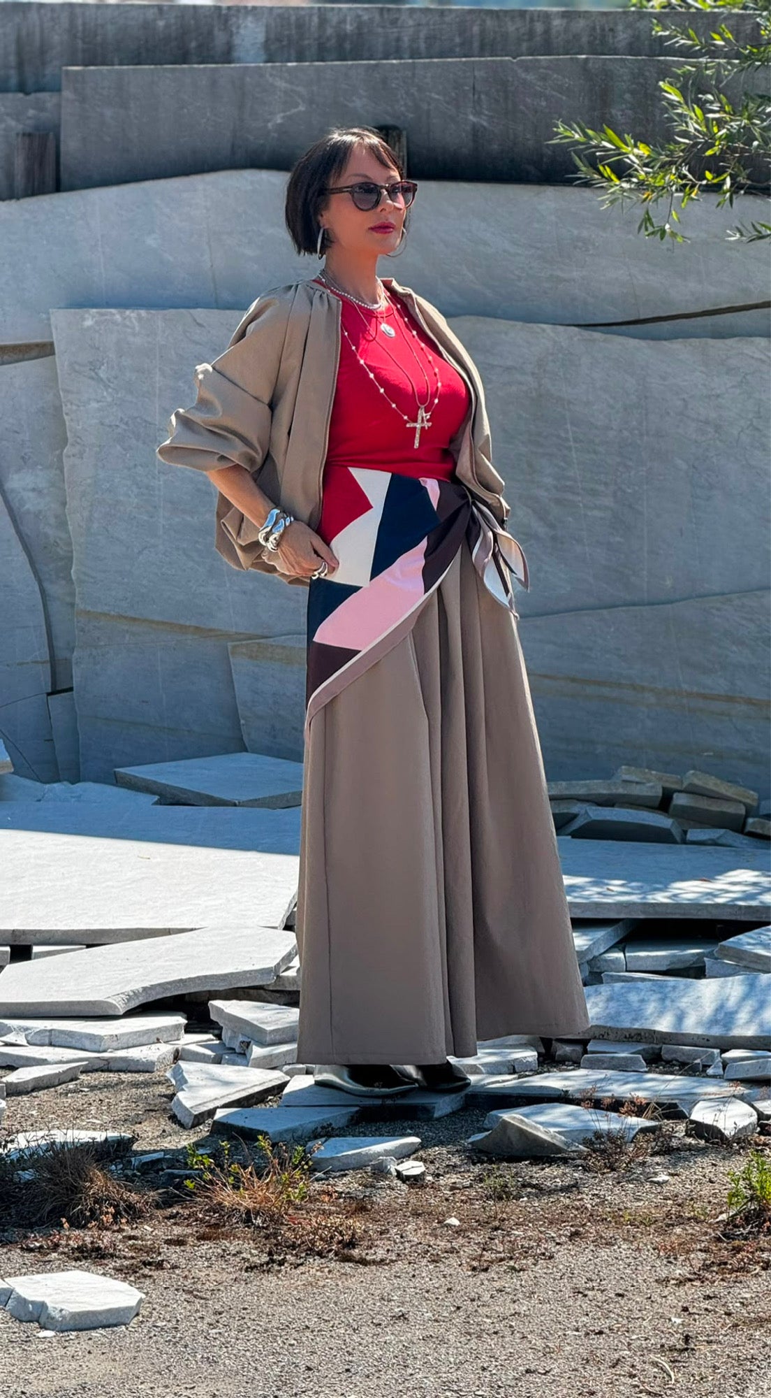 Jacket Lucca incl scarf taupe