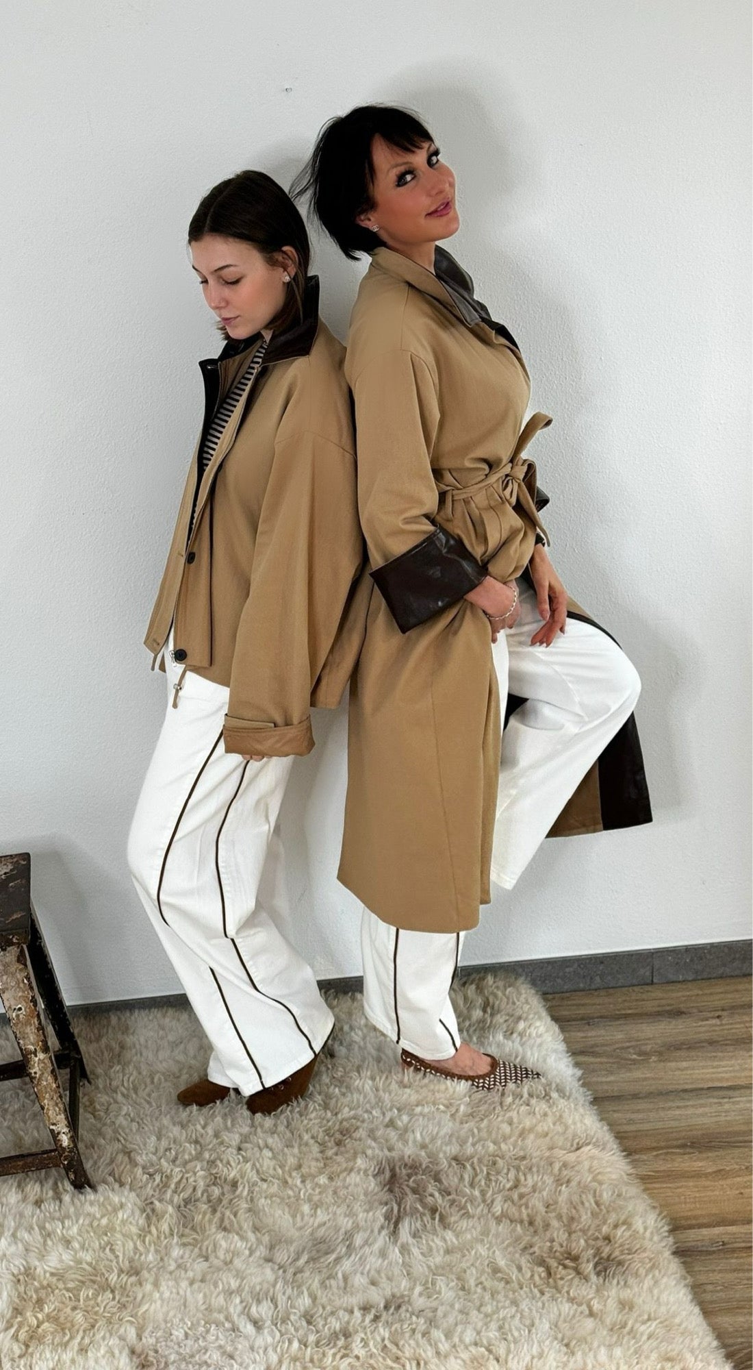 Trench bicolore long