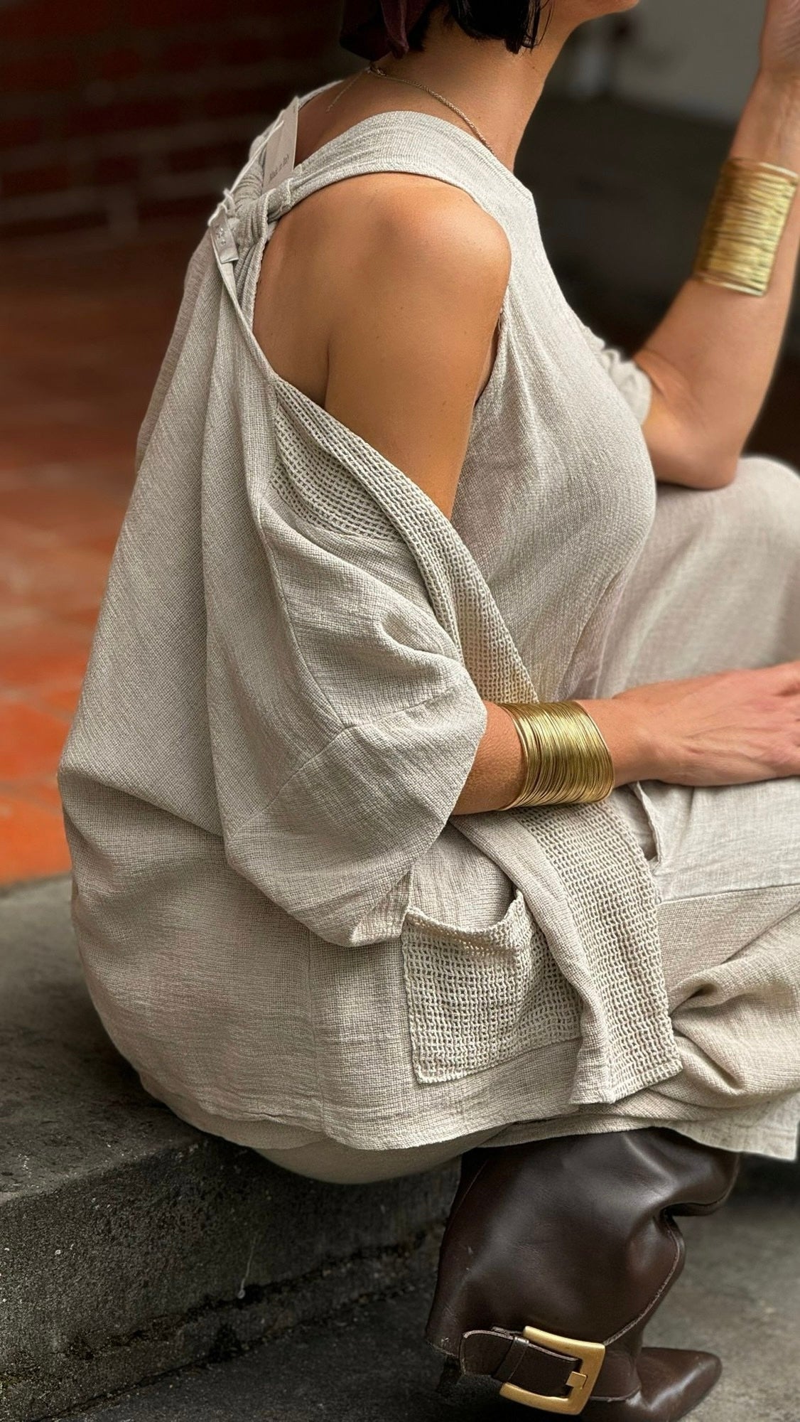 Top linen Sarah taupe
