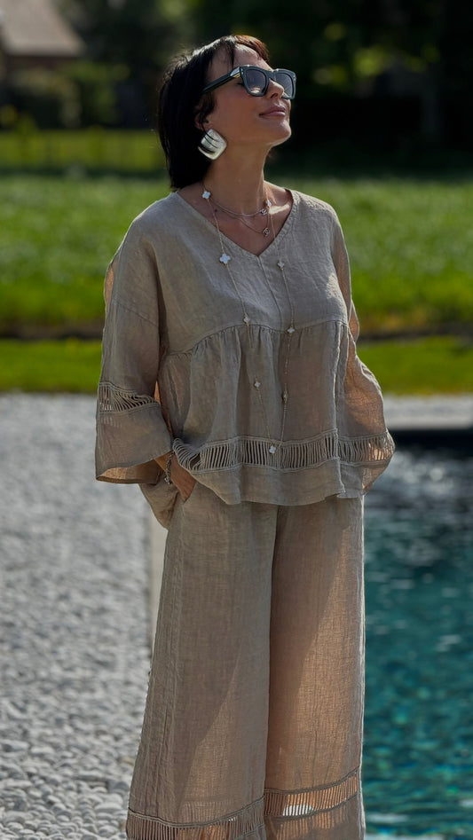 Top Rigo linen camel