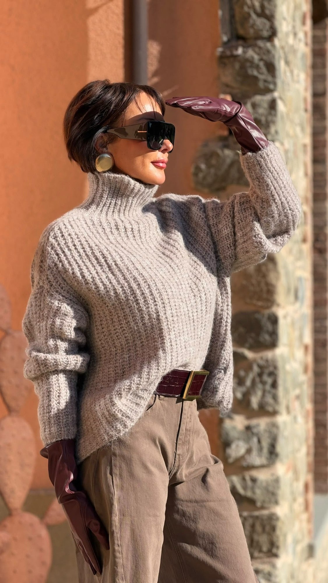 Pull Mary collar taupe