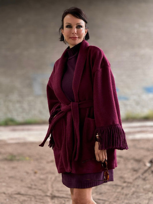Jacket Noor fringes burgundy