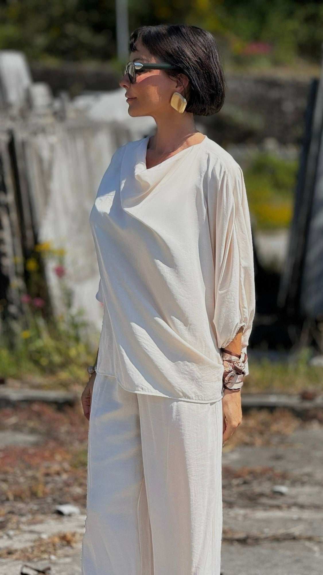 Pants Delphi satine  cream