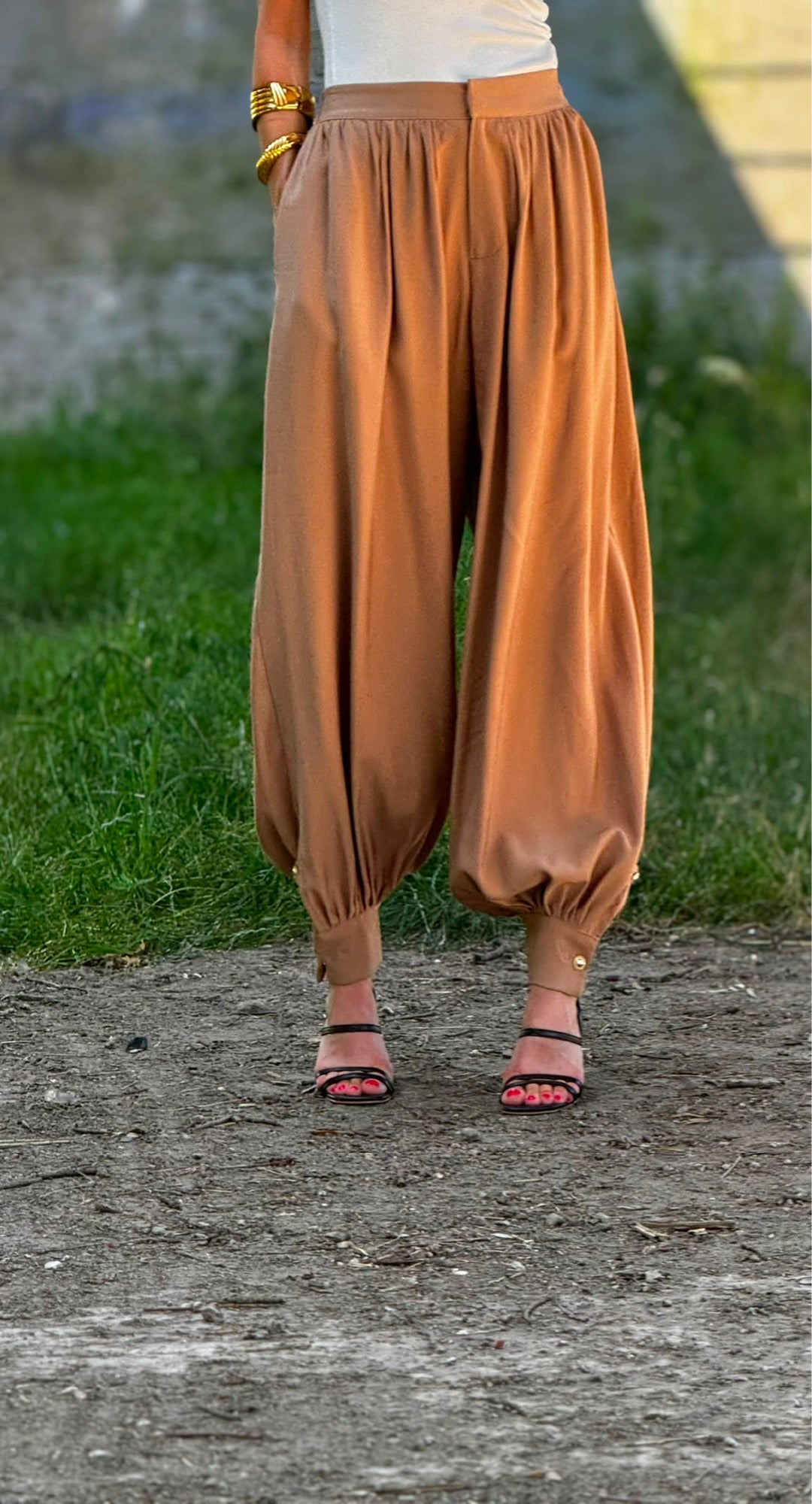 Pants lilac camel