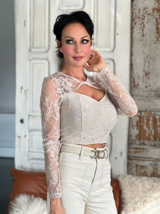 Tee LIV LM lace grege