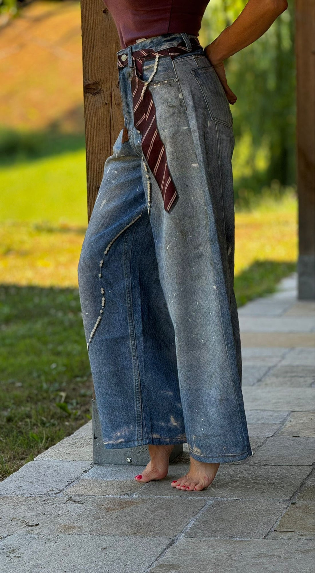 Jeans Lilac tie