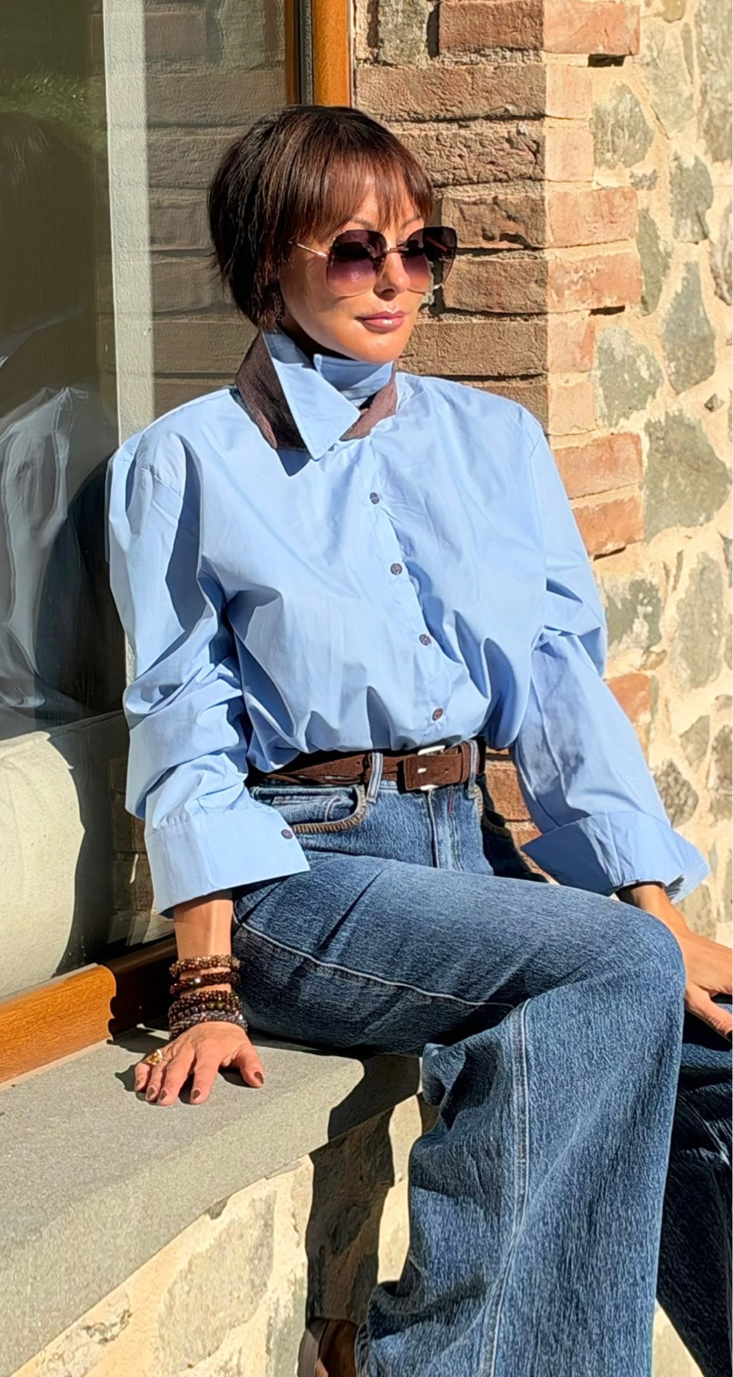 Blouse tie light blue