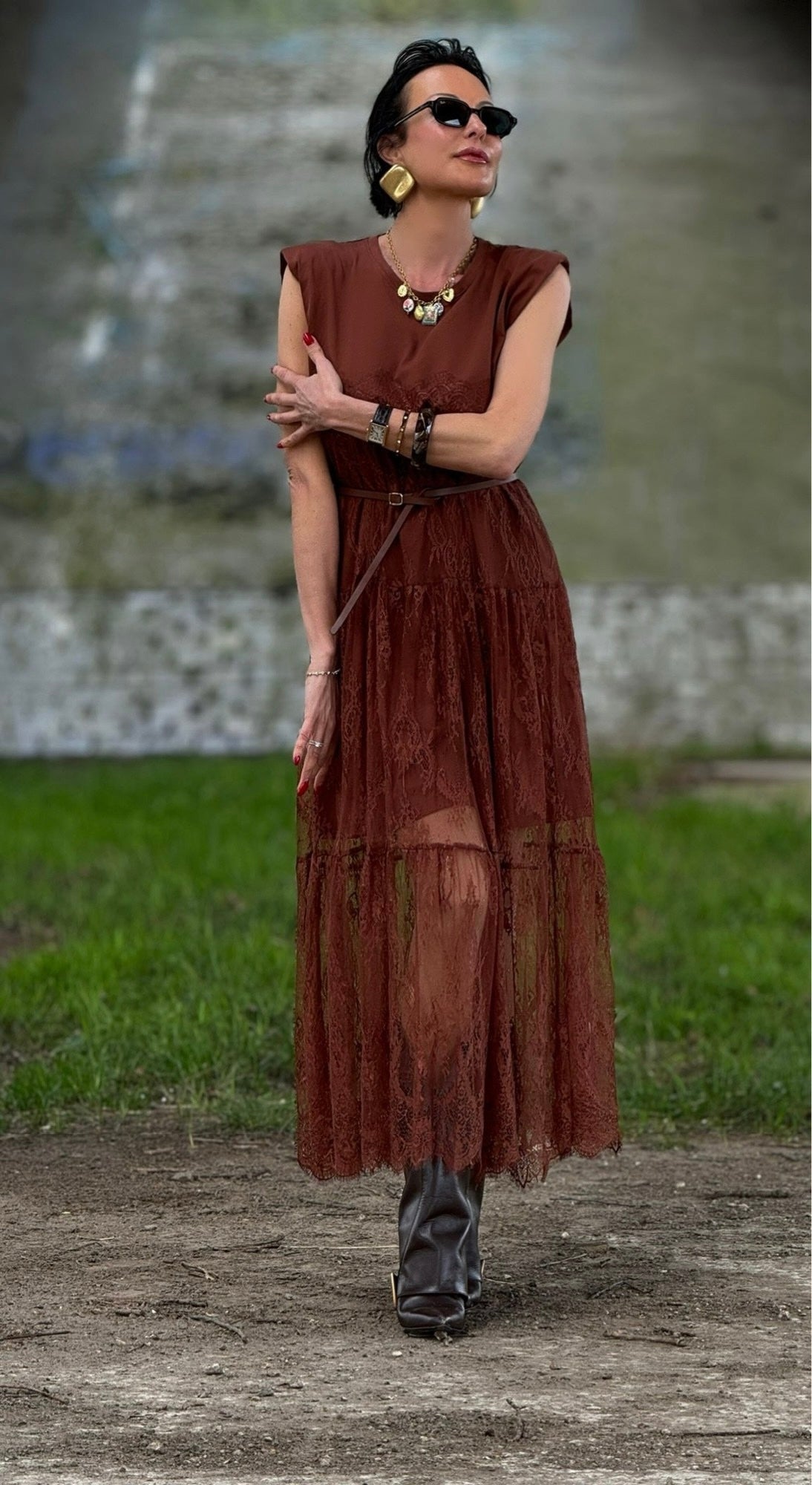 Dress Dusty lace + belt