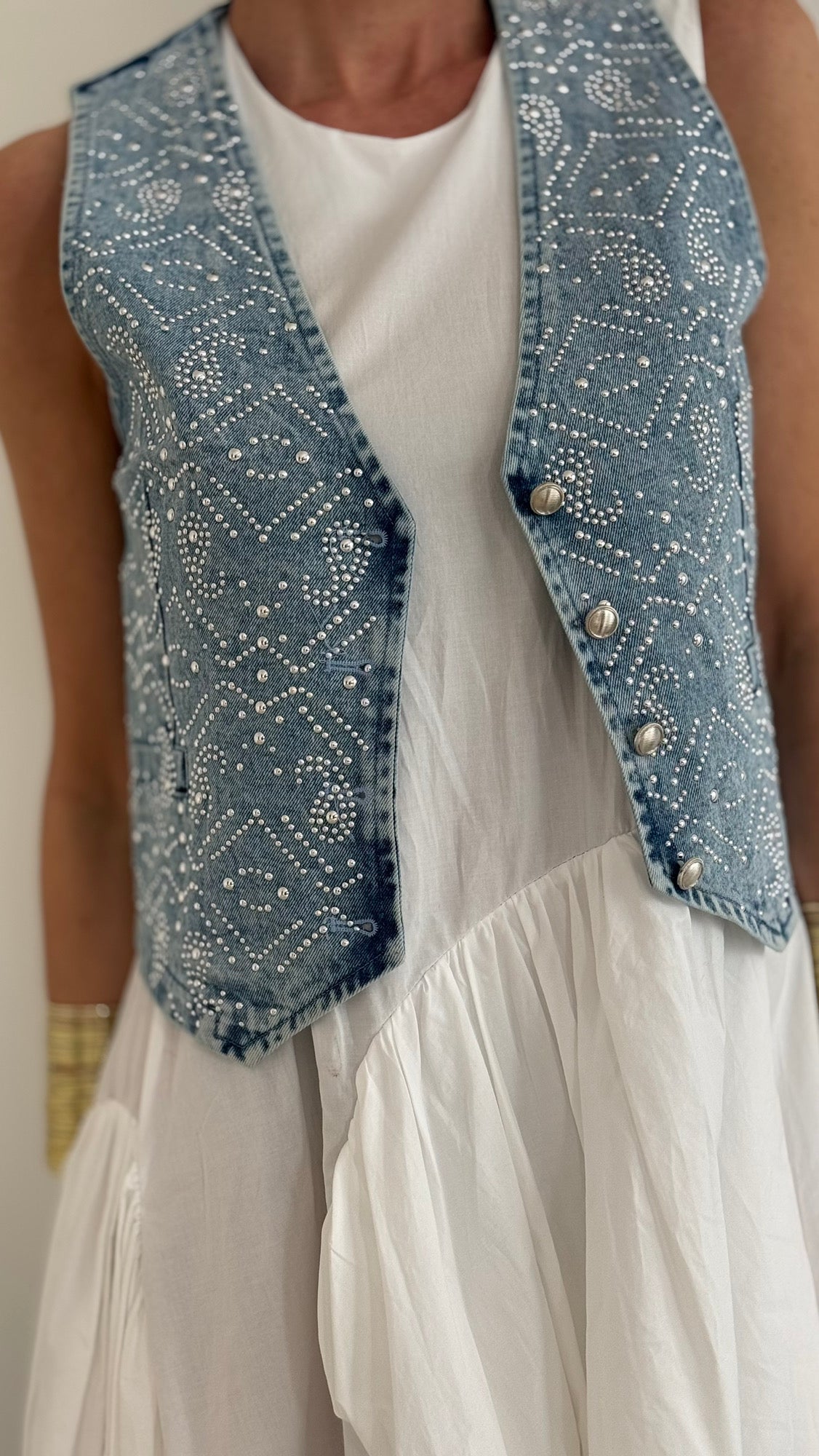 rhinestone denim vest