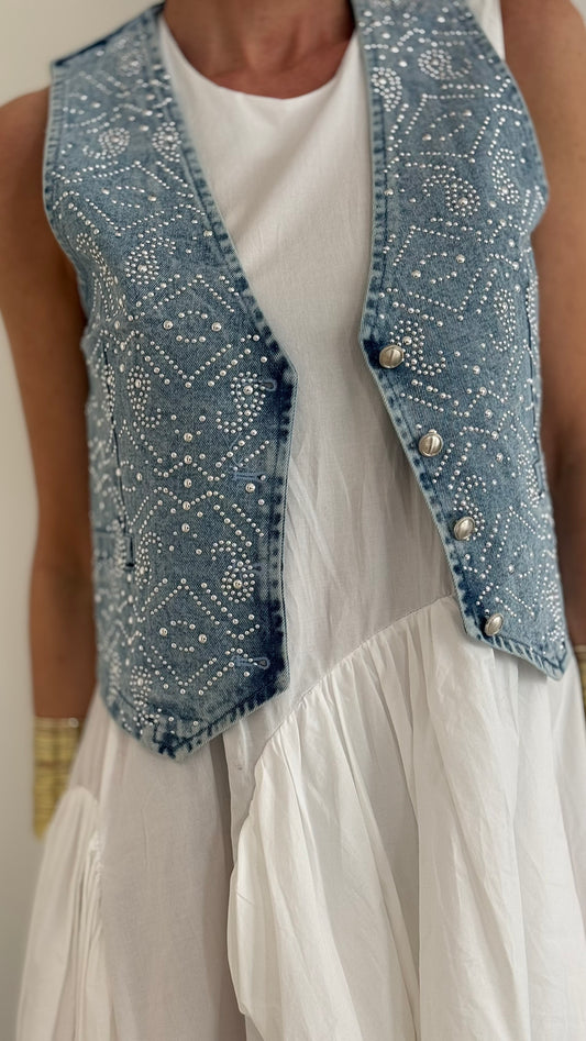 Gilet jeans strass