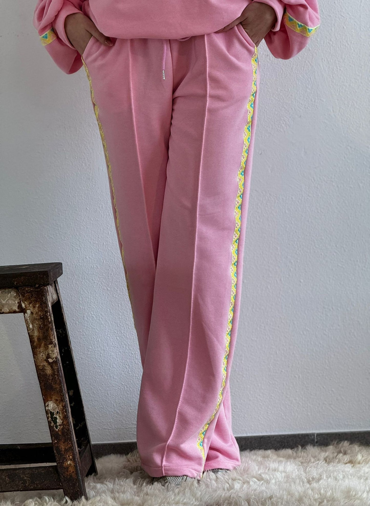 Pants track aztec pink