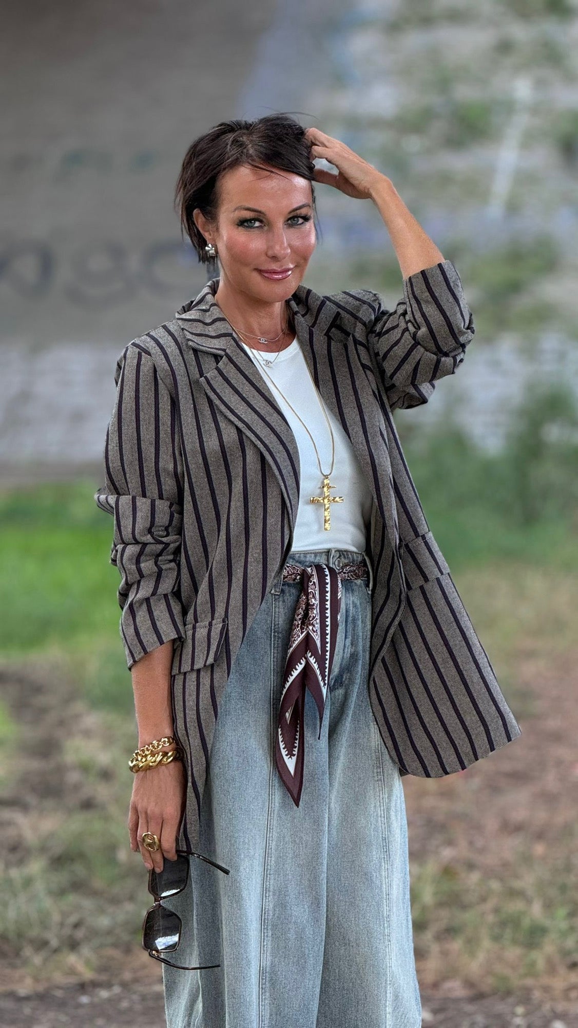 Leona blazer striped grey