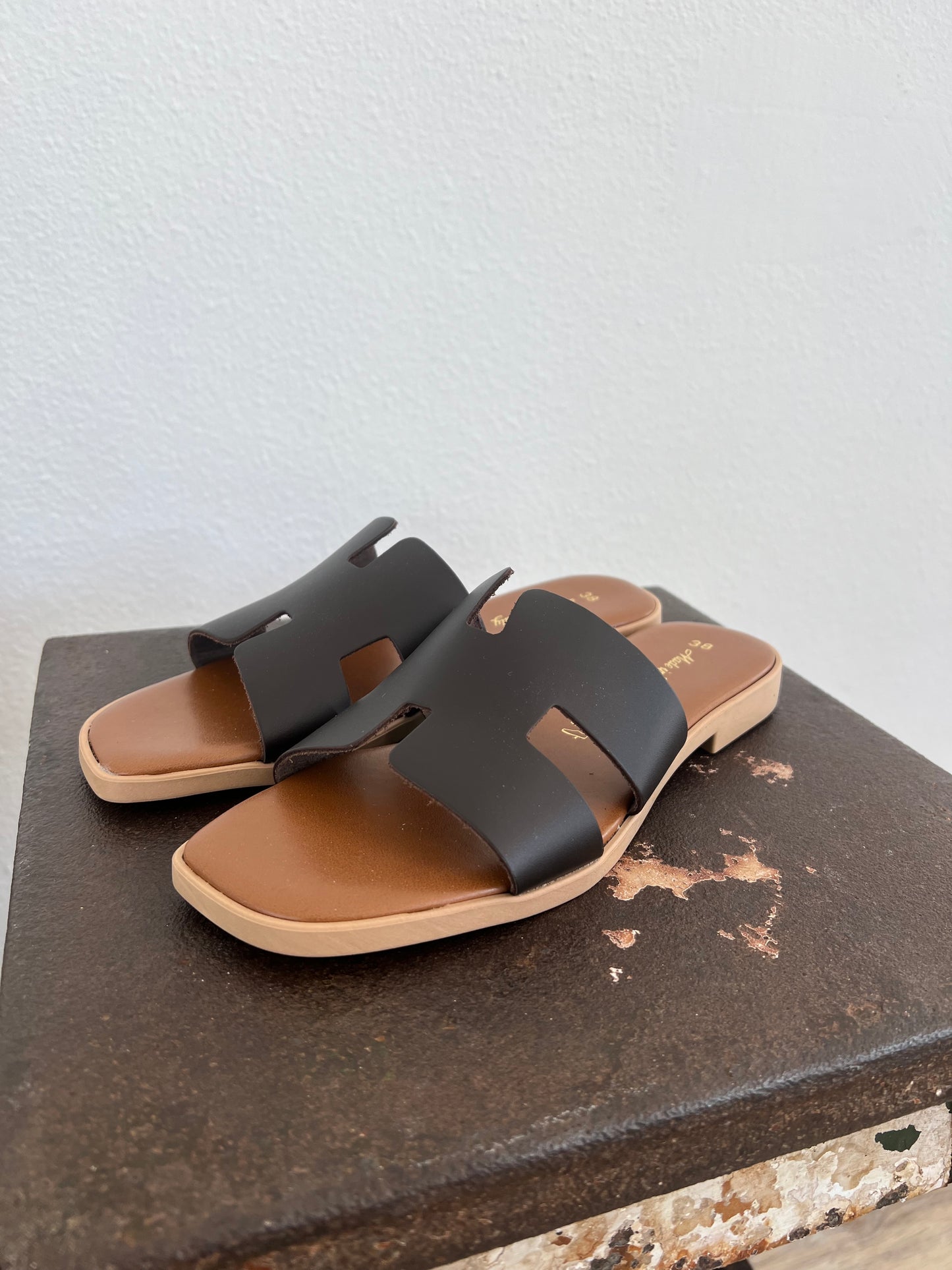 Slipper H leather choco