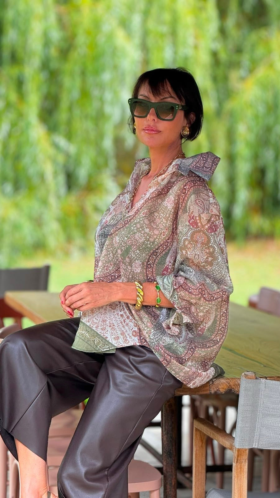 Blouse Stella printed green