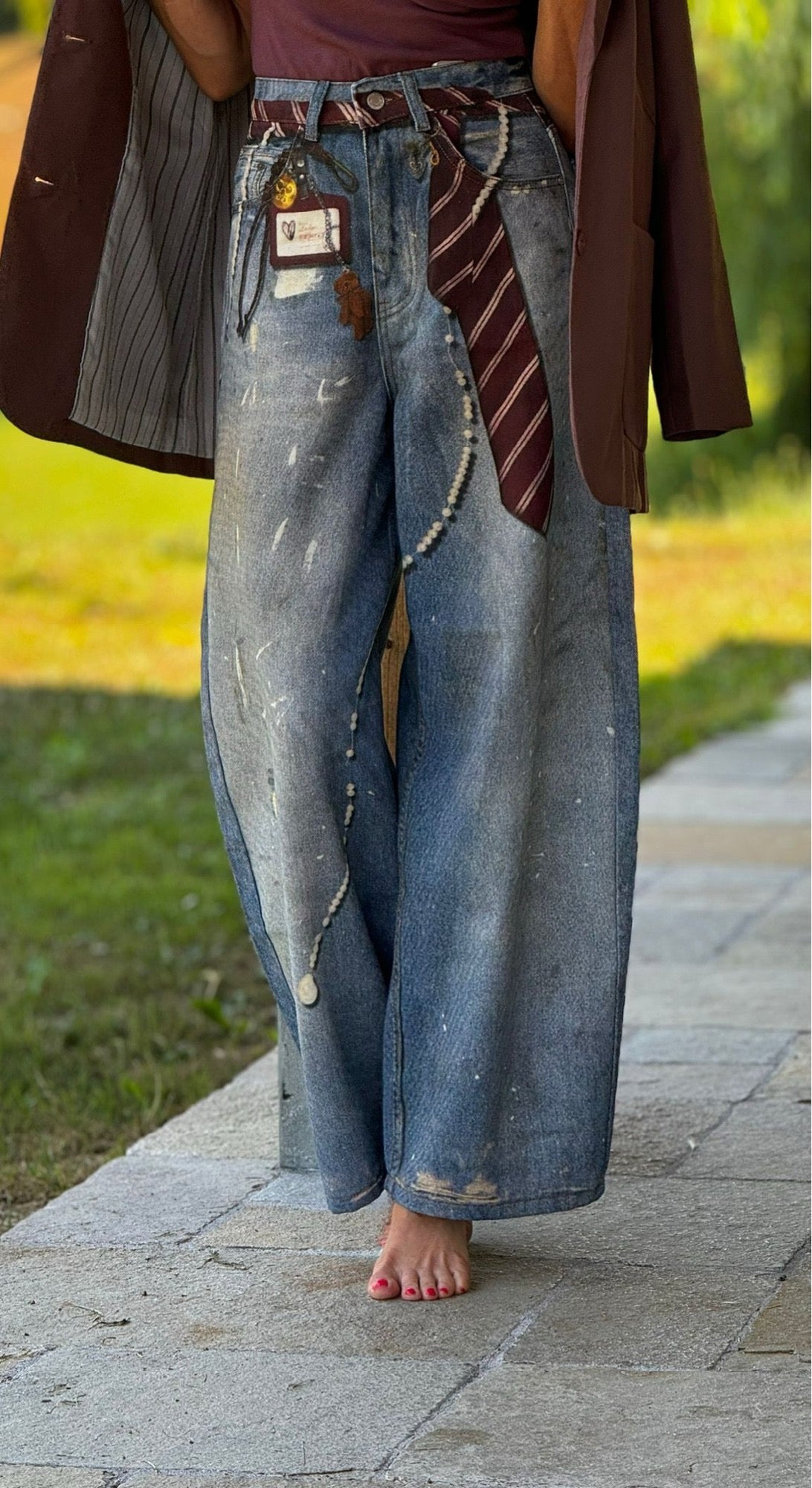 Jeans Lilac tie
