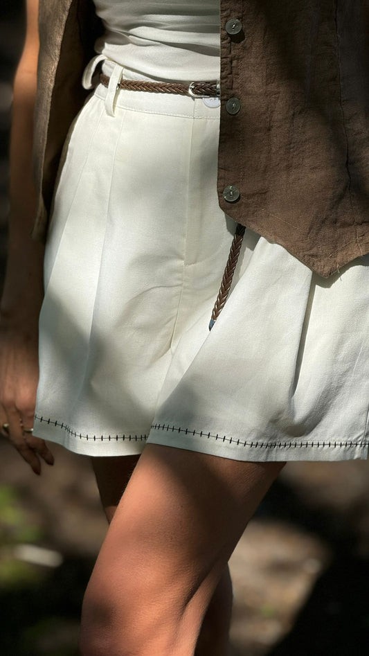 Short Marley white + belt