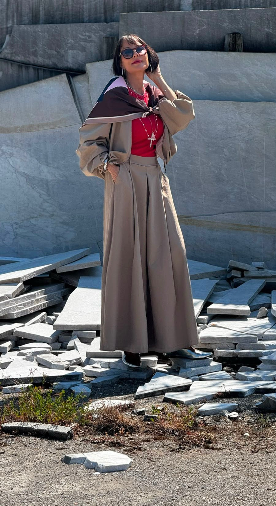 Jacket Lucca incl scarf taupe