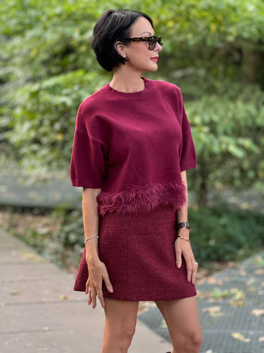 Skirt Vivienne tweed burgundy