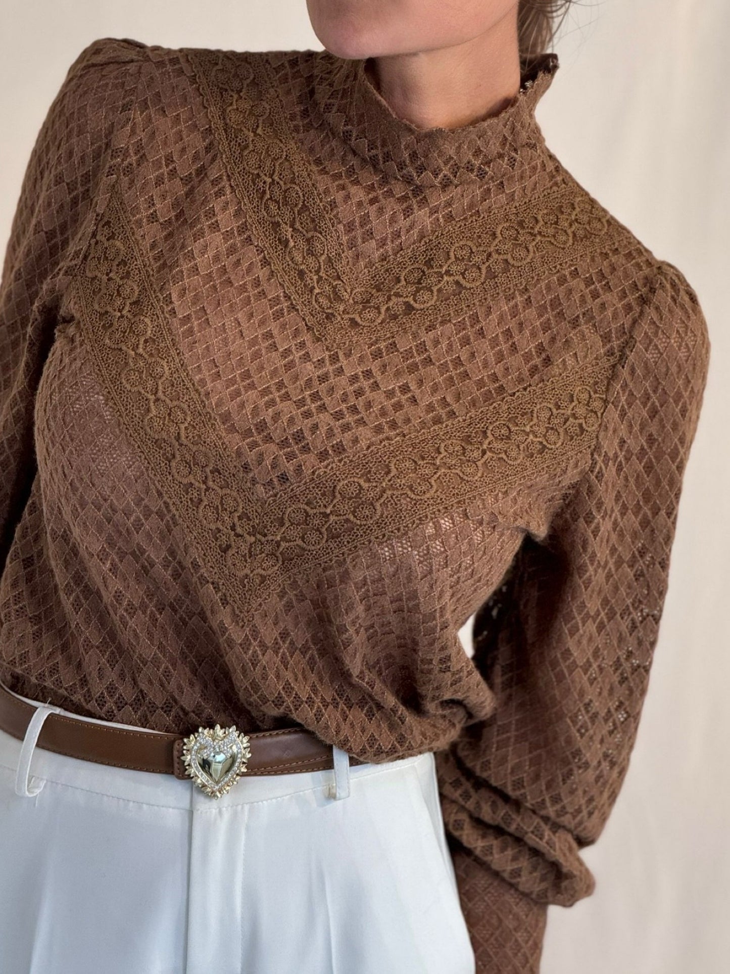 Blouse Jeanne lace coffee