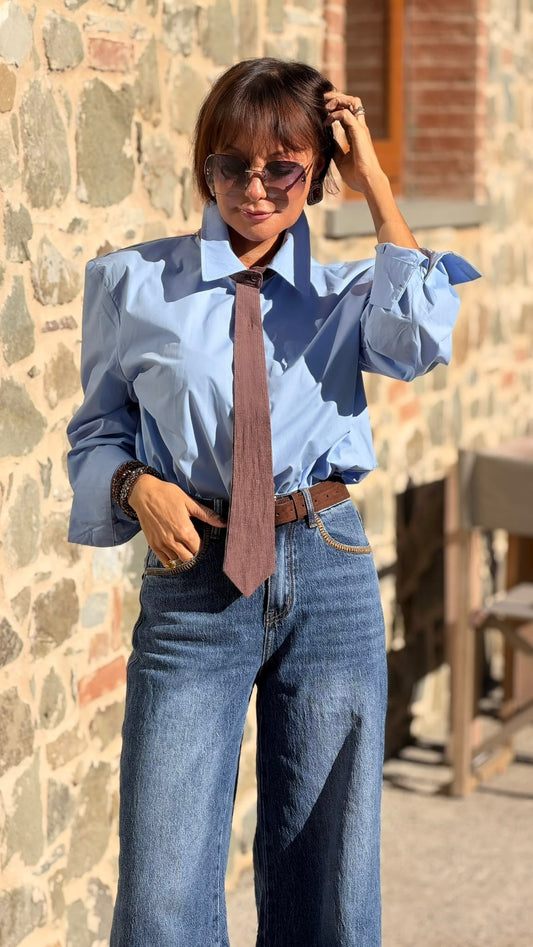 Blouse tie light blue