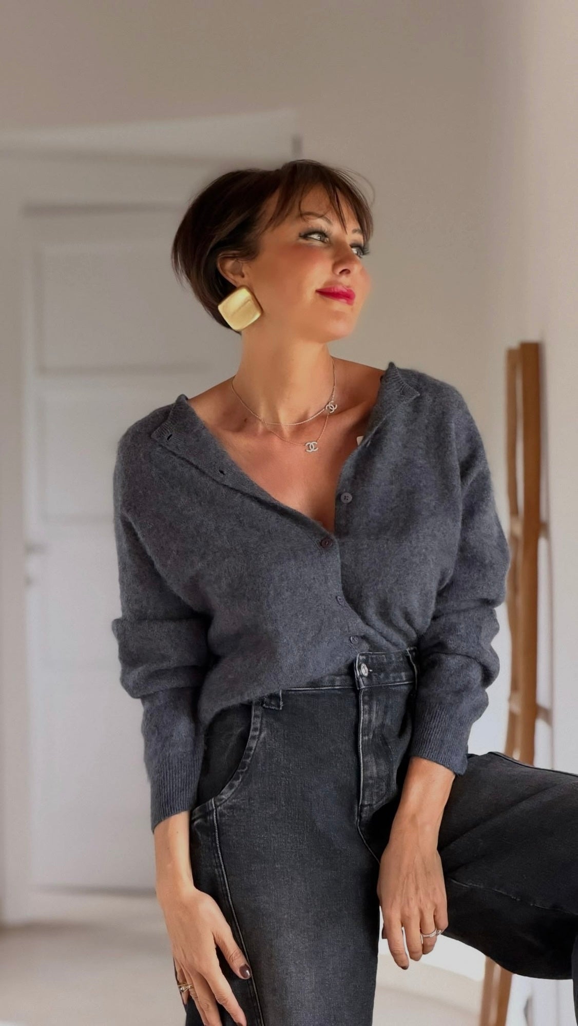 Pull cardigan Chloe grey