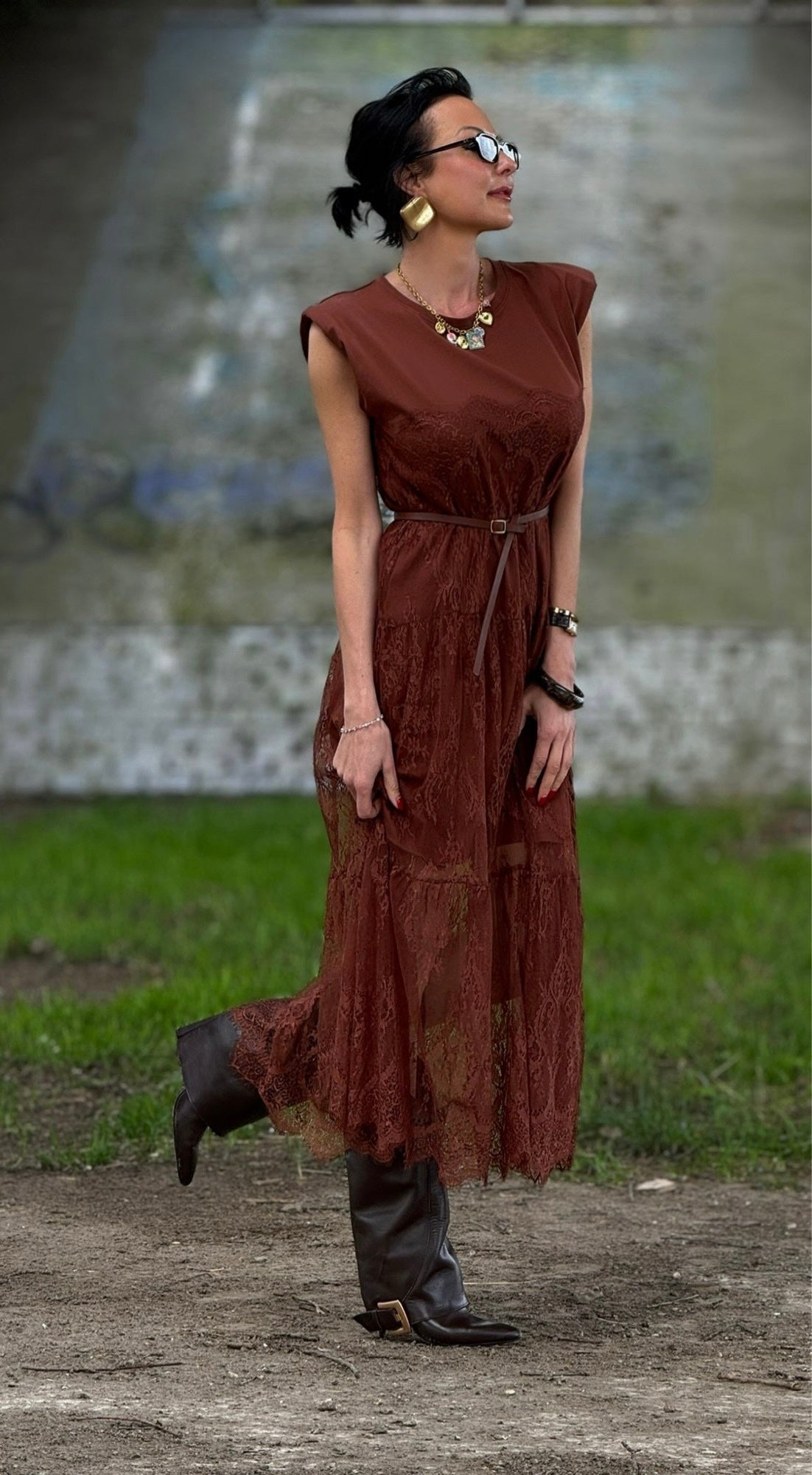 Dress Dusty lace + belt