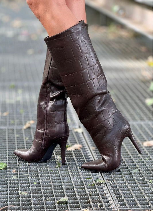 Boots Colette croco choco