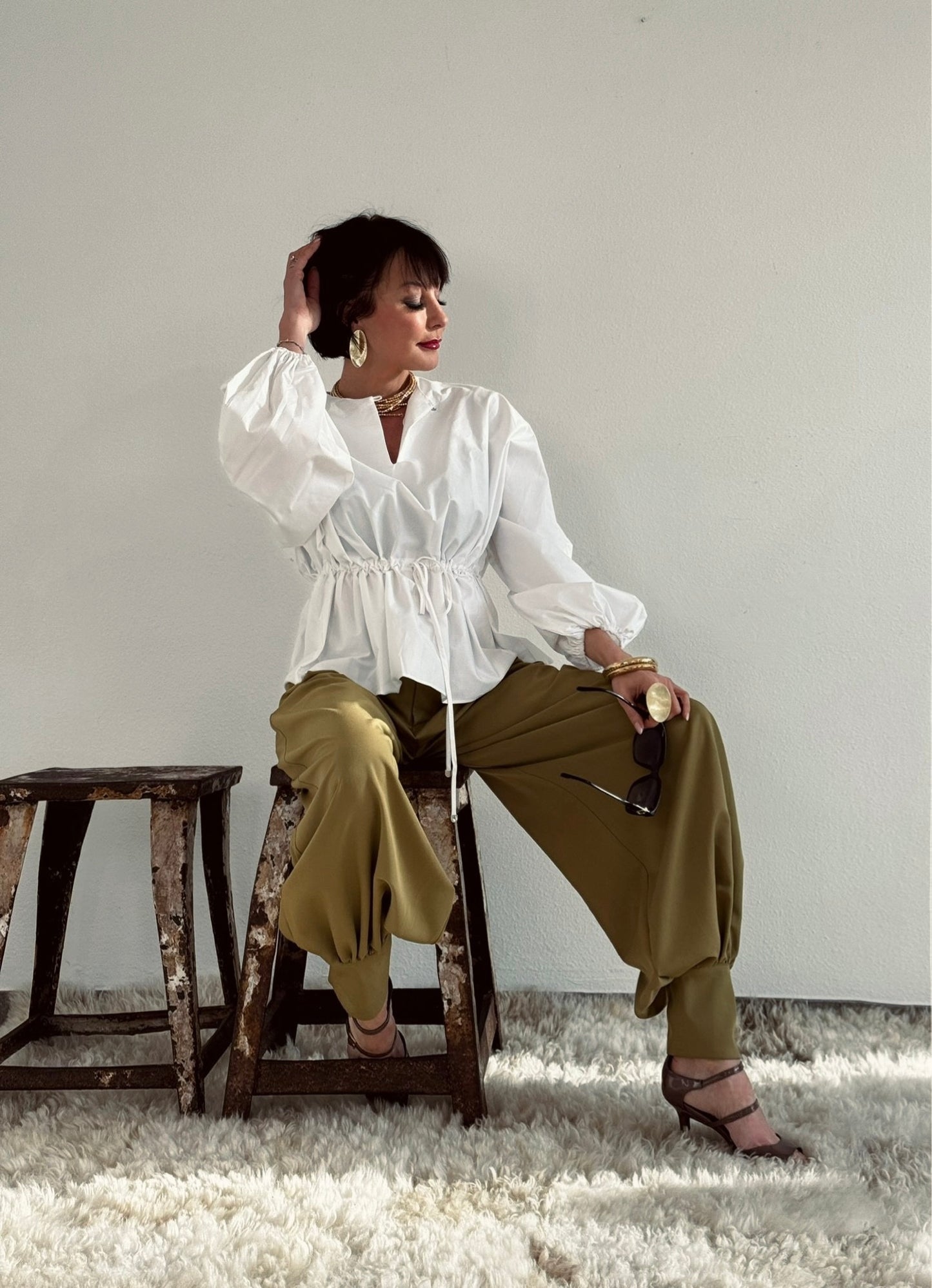 Pants Winona cuffed verde