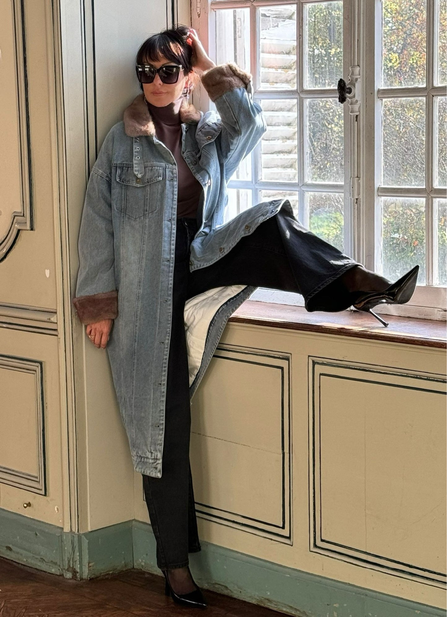 Coat long jeans (gewatteerd)