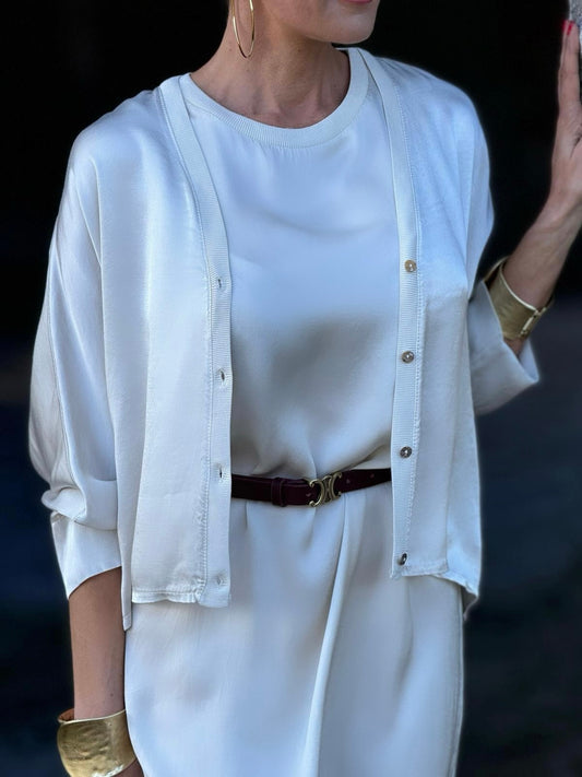 Blouse Orion satin grege