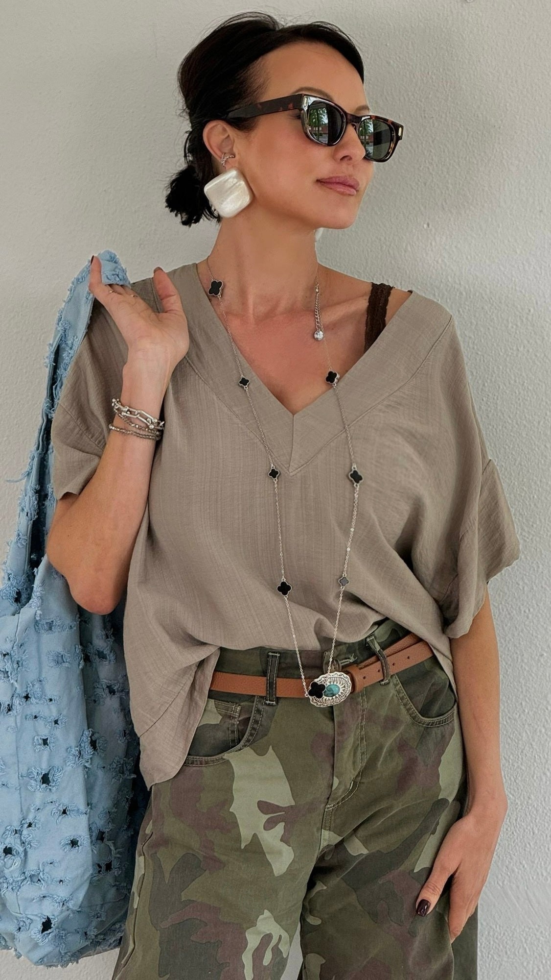 Blouse poppy uni vneck