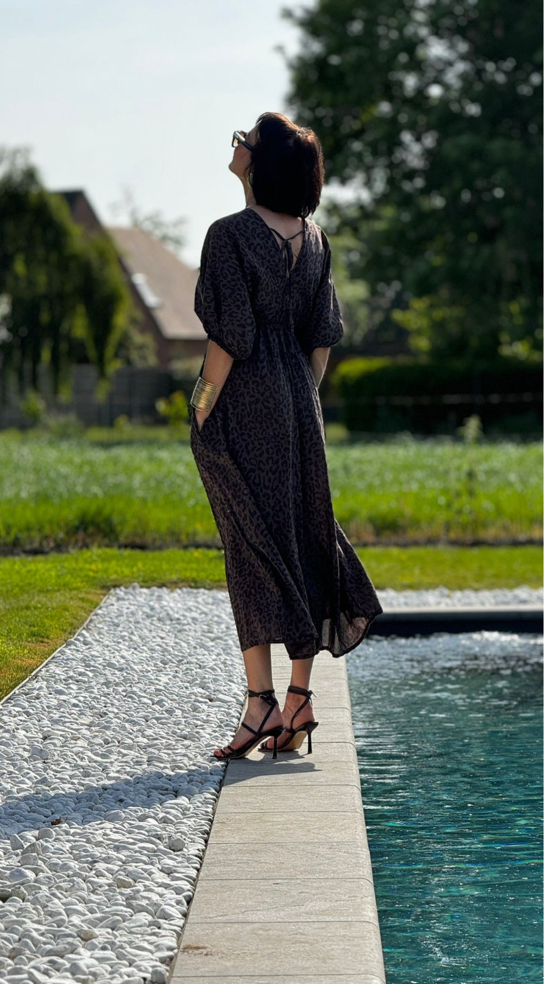 Dress chloe leo taupe