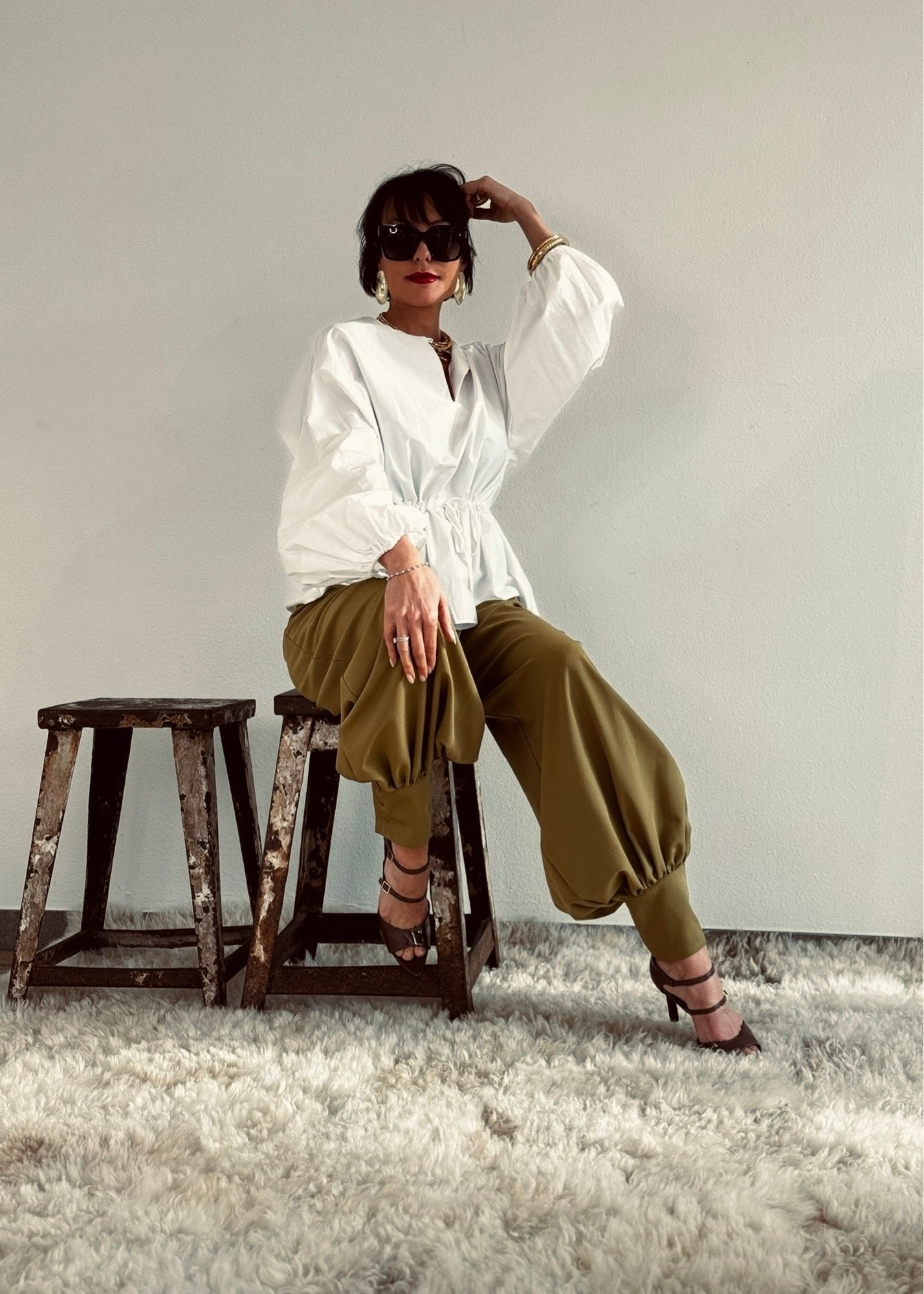 Pants Winona cuffed verde